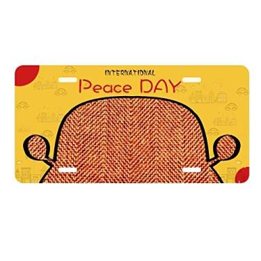 Imagem de DIYthinker Placa de licença abstrata marrom linho tecido decoração de carro dia da paz