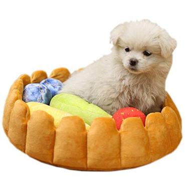 Imagem de S-Lifeel Fashion Pet Almofada para Cama Removível Versão Atualizada Inverno Ninho de Pelúcia Canil Adorável Tart Quente Confortável Extendido Tapete para Cães Tapete para Gatos (Tart-Grande)