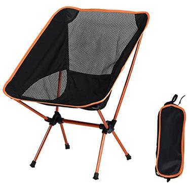 Imagem de GQYYS Cadeira dobrável, cadeira de pesca de liga de alumínio portátil ao ar livre, material de liga de alumínio e tecido Oxford, acampamento ao ar livre, churrasco, praia, lazer, cadeira laranja super