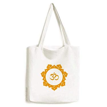 Imagem de Bolsa de lona com estampa de lótus amarela da Culture