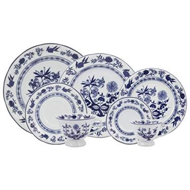 Imagem de Serviço de Jantar, Chá e Café 42 Peças em Porcelana, Com Relevo Pomerode, Decoração Cebolinha, Azul, Porcelana Schmidt