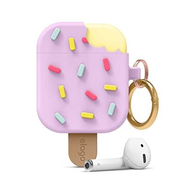 Imagem de elago Capa para AirPods de sorvete com chaveiro compatível com Apple AirPods 1 e 2, capa protetora à prova de choque, acessórios fofos para meninas, crianças, meninos [patente registrada nos EUA]