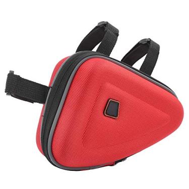 Imagem de zottel Bolsa de bicicleta, bolsa de tubo superior de bicicleta, design com zíper de 21 x 13 x 7 cm, EVA à prova d'água para passeios de mountain road para mountain bike (vermelho)