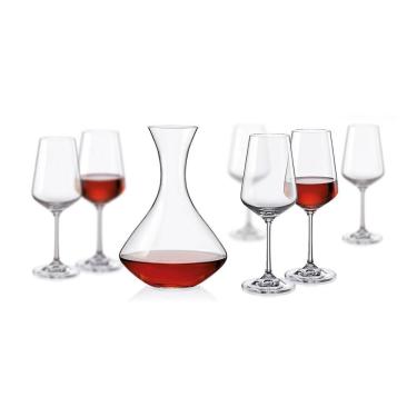 Imagem de BOHEMIA SANDRA JG DECANTER/TAÇAS 1,5L/350ml CRISTAL TRANSP 7PÇ