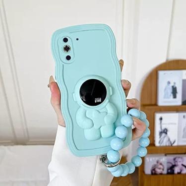 Imagem de Astronaut Stand Ring Silicon Wave Phone Case For Samsung Galaxy A04 A14 A24 A34 A54 A73 A53 A33 A23 A13 4G A03 A42 5G Soft Cover,Blue Astronaut Ring,For Galaxy A03S(164)
