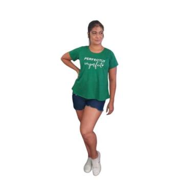 Imagem de Baby Look Camiseta Blusa Feminina T-Shirt Em Malha - Verde Bandeira -