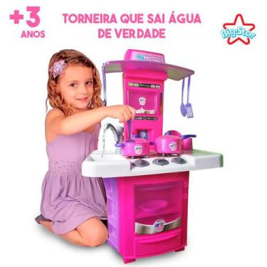 Imagem de Grande Cozinha Infantil Completa Sai Água Mini Fogão Forno - Big Star