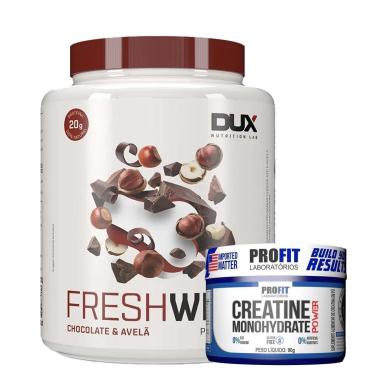 Imagem de Combo Suplemento em pó Fresh Whey Isolado Hidrolisado Conc. Chocolate belga e Avela + Creatina - Dux-Unissex
