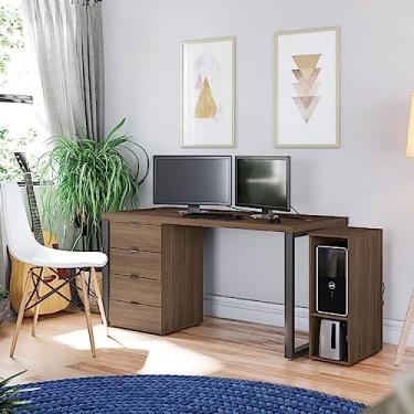 Imagem de Conjunto Escritório 3 Peças, Mesa 150cm, 1 Nicho para Cpu e 1 Gaveteiro Carvalho/munique Kappesberg Carvalho/munique