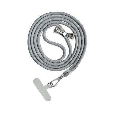 Imagem de Cordão para telefone, sistema de trava de segurança, alça antiperda removível para pescoço, tira para telefone, alça de segurança para ciclismo, cinza claro