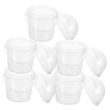 Imagem de Amosfun 5 Unidades Balde Transparente Tanque De Armazenamento De Sorvete Recipientes De Delicatessen Tampa Xícara De Parfait Balde De Chá De Leite Pote De Sorvete Plástico Bolsa Comida