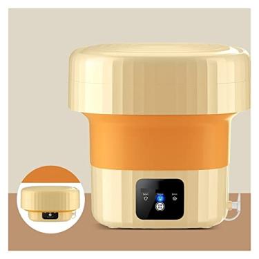 Imagem de Poderosa máquina de lavar portátil pequena máquina de lavar dobrável mini máquina de lavar portátil dormitório doméstico meias máquina de lavar (cor: 6L amarelo)