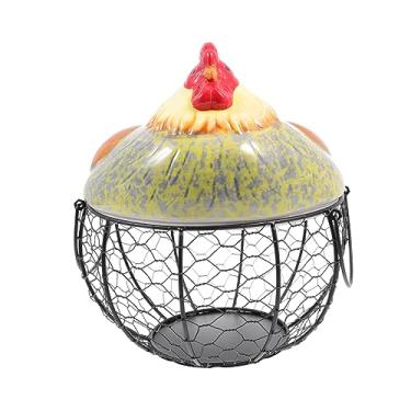 Imagem de Garneck Cesta De Suporte De De Cesta De Armazenamento De Ovos Prateleira Rural Suspensórios Cesta Redonda Suporte De Alho 1Pc