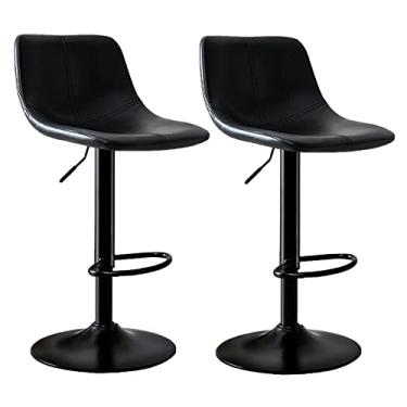 Imagem de Cadeiras de jantar cadeiras de sala de jantar conjunto de 2 bancos de bar com almofada macia de poliuretano, bancos de bar giratórios ajustáveis, bancos de balcão com altura de encosto alto, carrega até 150 kg Tudo está bem