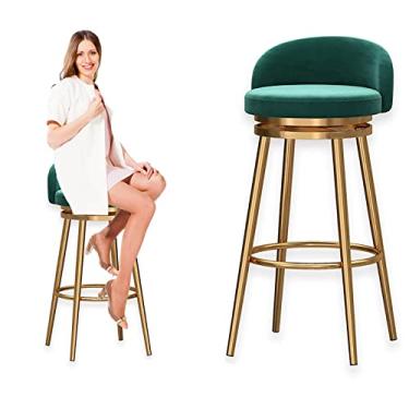 Imagem de Cadeiras de jantar cadeiras de sala de jantar moderno conjunto de banquinho de bar moderno de 1/80 polegada banco de altura de balcão de veludo cadeira giratória estofada moldura de metal dourado para cozinha ilha sala de jantar pátio tudo está bem