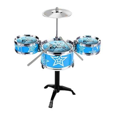 Imagem de Dynwave Brinquedo de bateria infantil Instrumentos de brinquedo musical, Playset de desenvolvimento, Mini bateria educacional de percussão Simulação, Azul
