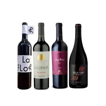 Imagem de Combo 4 Vinhos Argentinos- La Flor Malbec + La Linda Malbec + Luigi Bosca Malbec + Milamore