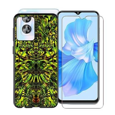 Imagem de HGJTFANY Capa de telefone para Oukitel C35 (6,5 polegadas) com [1 película de vidro temperado], [ultrafina] [à prova de choque] capa amortecedora preta de silicone macio para Oukitel C35 - Duende Verde