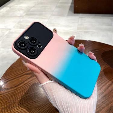 Imagem de Capa de janela grande de cor de contraste para iPhone 11 12 13 14 Pro Max 14 Plus Proteção de câmera Capa de silicone com sensação de pele, S2, para iPhone 13Pro