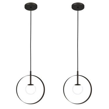 Imagem de Kit 2 Luminárias Pendente Teto Círculo Globo Moderno Preto