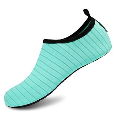Imagem de VIFUUR Meias aquáticas esportivas sem sapatos de secagem rápida Aqua Yoga sem cadarço para homens, mulheres e crianças, Verde, 5.5-6.5 Women/4.5-5.5 Men