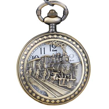 Imagem de Relogio De Bolso Antigo Trem Bathory Com Clip Vintage Bronze