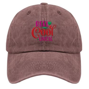 Imagem de Boné de beisebol Reel Cool Uncle Trucker Hat for Women Fashion Bordado Snapback, Vinho tinto, Tamanho Único