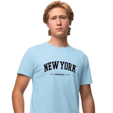 Imagem de Camisa Camiseta Genuine Grit Masculina Estampada Algodão 30.1 New York - G - Azul Bebe