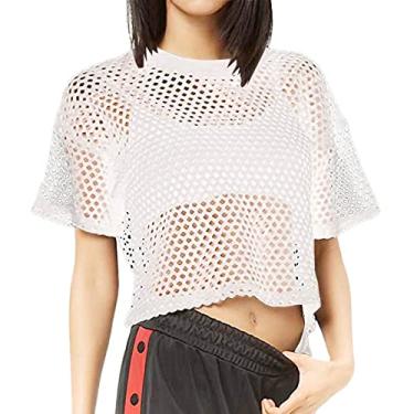 Imagem de Blusas femininas modernas pequenas de manga curta com estampas para sair, blusas casuais de verão, camisetas de ioga, túnica de festa, Branco, XXG