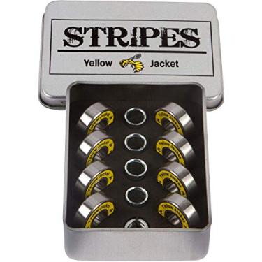 Imagem de Yellow Jacket Rolamentos de Skate Premium, Rolamentos Pro Longboard, 608, ABEC 9, Arruelas e Espaçadores, Jaqueta amarela (pacote com 8)