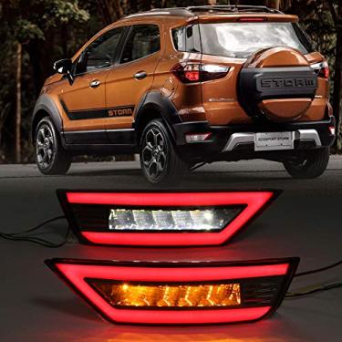 Imagem de Dreamseek Luz traseira do para-choque traseiro refletor LED para Ford EcoSport 2013-2022 Lanterna traseira do freio de condução com lâmpada de seta sequencial dinâmica (lente fumada)