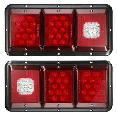 Imagem de Partsam 2 peças de luzes traseiras triplas de LED, 45 LEDs, montagem vertical ou horizontal, trailer, trailer, trailer, trailer, luzes traseiras, luzes traseiras com base preta - lente