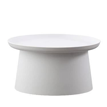 Imagem de 7HAHA3 Mesas de canto nórdicas de plástico PP mesa lateral redonda criativa sofá mesa de centro para sala de estar ao ar livre, branca, G