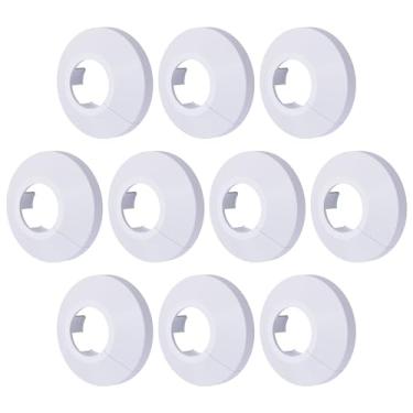 Imagem de FOCMKEAS 10 peças de decoração de tampa de tubo, serve para decoração de tubo de água de flange de plástico PP de 1,26" (32 mm), colar de tubo de proteção para decoração de tubo de parede, branco