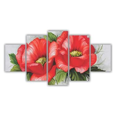 Imagem de Quadros Decorativos Mosaico MDF Floral Flores Buquê Vermelho 3 115x60cm