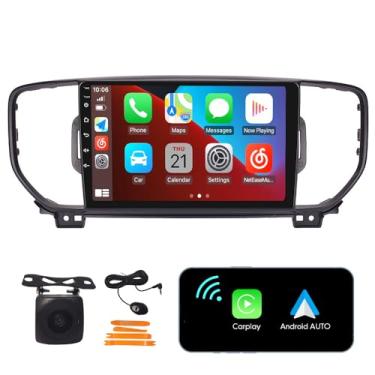 Imagem de [2G + 32G] Carplay Android Auto Touchscreen Autoradio Estéreo Carro Navegação GPS Unidade de Cabeça de Rádio FM WiFi Espelho Link Multimedia Player GPS Rádio DSP para Kia Kx5 Sportage 2016-2018 Preto