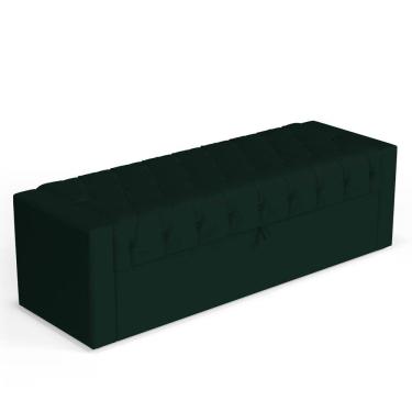 Imagem de Calçadeira Báu Casal Padrão Atena 140cm Capitonê Veludo Verde Escuro - Desk Design
