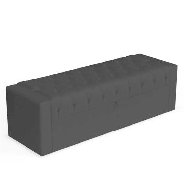 Imagem de Calçadeira Báu Queen Size Atena 160cm Capitonê Suede Preto - Desk Design