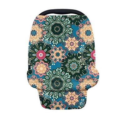 Imagem de GOSTONG Capas de assento de carro Boho Mandala para bebê, capa de amamentação, capa macia para amamentação, dossel de cadeirinha de carro, capa elástica respirável para carrinhos de bebê, cadeirinha alta, carrinho de compras