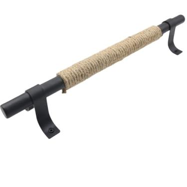 Imagem de Maçaneta de porta de celeiro simples, porta deslizante rústica, maçaneta de puxar, aço carbono preto, portão de madeira resistente, hardware vintage, estilo F 320mm