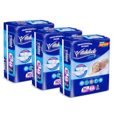 Imagem de Kit com 3 Pacotes Fralda Descartável Adulto Geriátrica Vitalidade Sênior com Fita XG