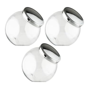 Imagem de Kit 3 Pote Baleiro Plástico 1,2l Tampa Metalizada Cristal (Prata)