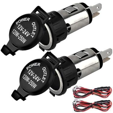 Imagem de Tomada universal para acendedor de cigarros, adaptador de alimentação divisor de substituição universal de 12 V/24 V 120 W para carro, barco, trator, motocicleta (pacote com 2)
