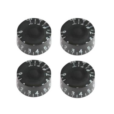 Imagem de Hsyok - Botões de guitarra pretos para elétrico e baixo, botão de potenciómetro universal, controlo de tom de volume, adaptam-se a Les Paul, Gibson, Stratocaster | peças e acessórios de guitarra