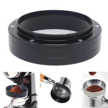 Imagem de Funil magnético de dosagem de café expresso de 53 mm Anel de dosagem de café de alumínio leve compatível com filtro portátil de 53 mm (preto, 53 mm)