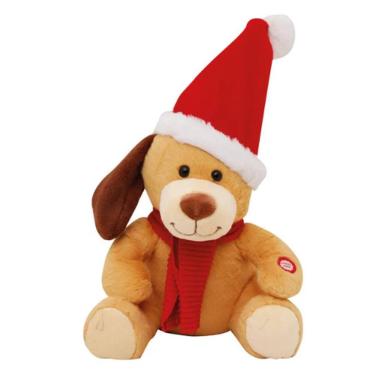 Imagem de Urso Cachorro Natalino C/Movimento Marrom 25cm 19024342 Cromus