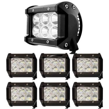 Imagem de Kit 6 Farol Milha 6 Led 18w Quadrado Off-road 6000k 12v 24v Universal 