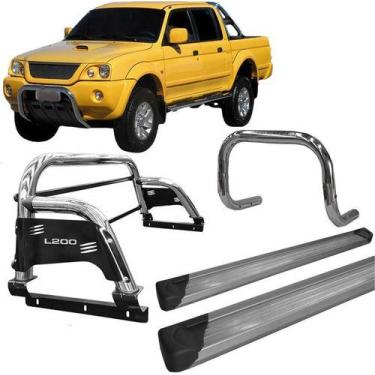 Imagem de Kit Quebra Mato'estribo'santo Antônio H3 L200 2004 Cromado - HOZZ