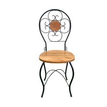 Imagem de Cadeira Ferro e Madeira Modelo Bolinha Sudeste Rústico
