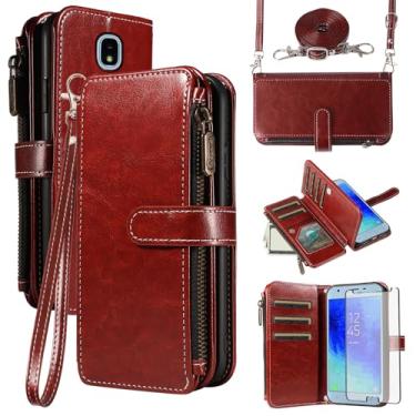 Imagem de Asuwish Capa de celular para Samsung Galaxy J7 Star J 7 Crown 7J Refine 2018 J7V V 2ª geração com protetor de tela e cordão com zíper carteira porta-cartão suporte celular Aura S767VL SM J737V